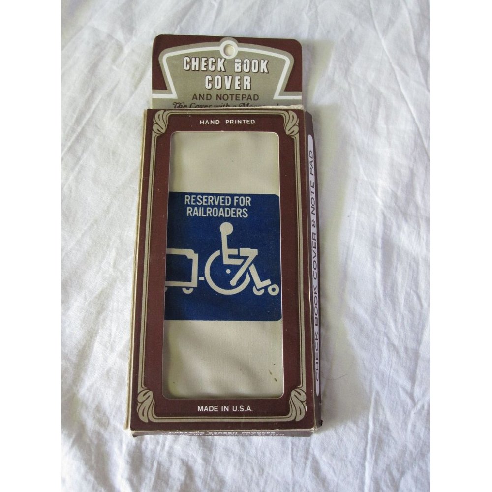 Vintage Check Book Cover & Notepad Reserved for Railroaders Leatherette‎ Train